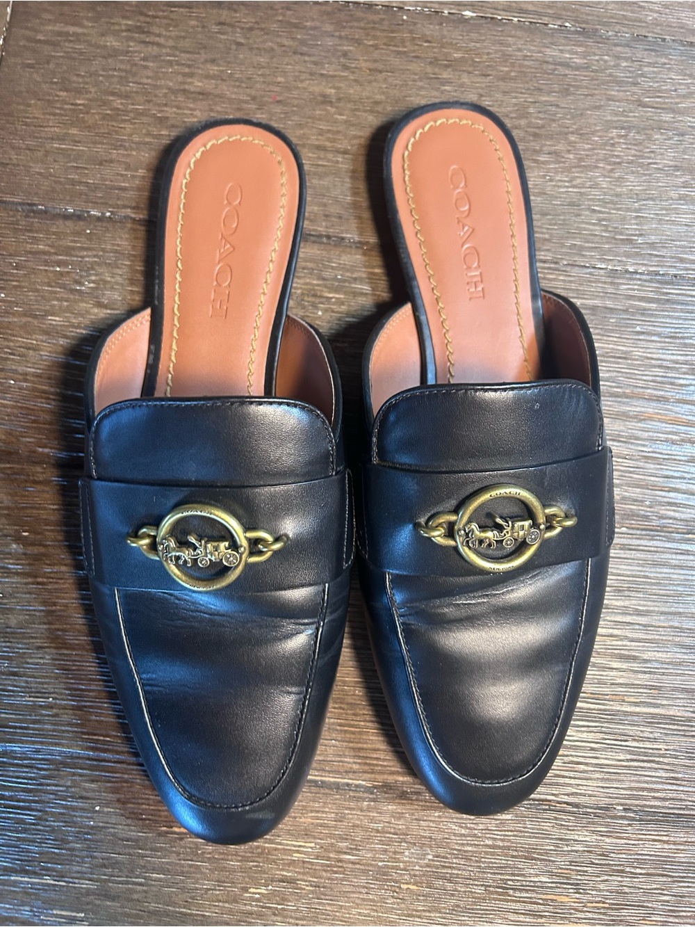 Coach Scotty leather mules size 9.5